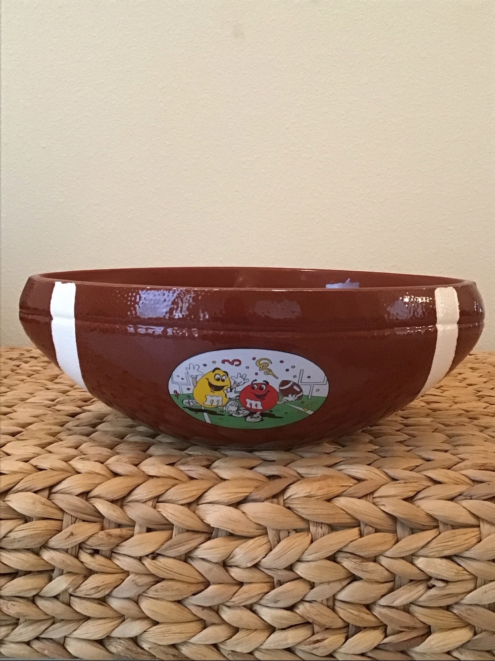 Vintage M&M’s Football Shaped Divided Ceramic Dish, 1980s